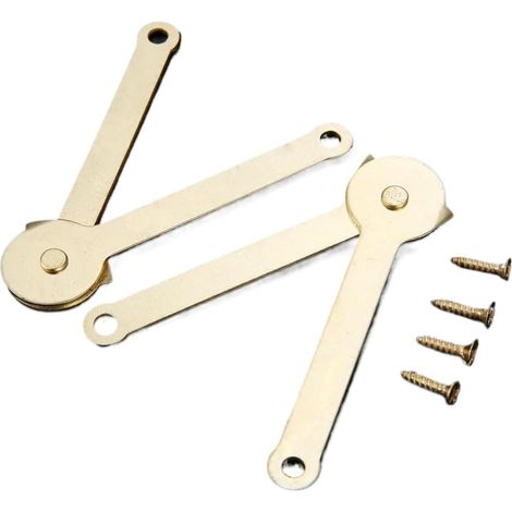 Charnières de support dorées for couvercle de boîte, charnières de valise, charnières de support de couvercle en métal, charnières de support de couvercle pliables rotatives décoratives de couleur or (1/5)