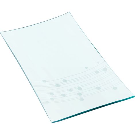 Premier Housewares Large Rectangular Glass plate Clear Glass Contemporary Design Series of Etched Dots W34 X D21 X H2cm