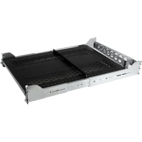 StarTech.com Étagère coulissante ventilée 2U avec bras de gestion de câbles - Profondeur ajustable - 22,7kg - Etagère ajustable - Noir - Argent - Acier - 22,7 kg - 2U - CE (UNISLDSHF192)