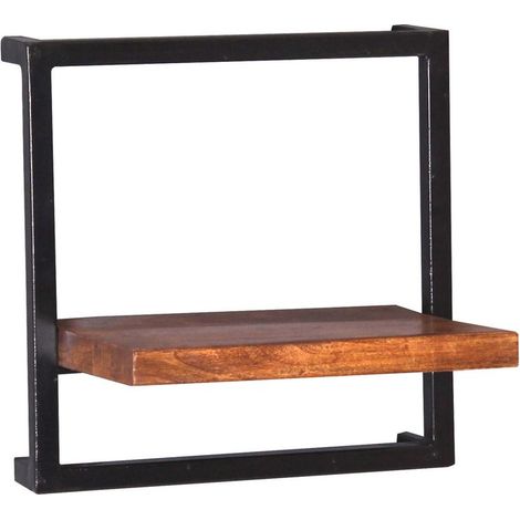 Étagère Murale Style Industriel Vintage en Bois de Manguier et Métal Aspect Vieilli - PANGIVO (1/5)