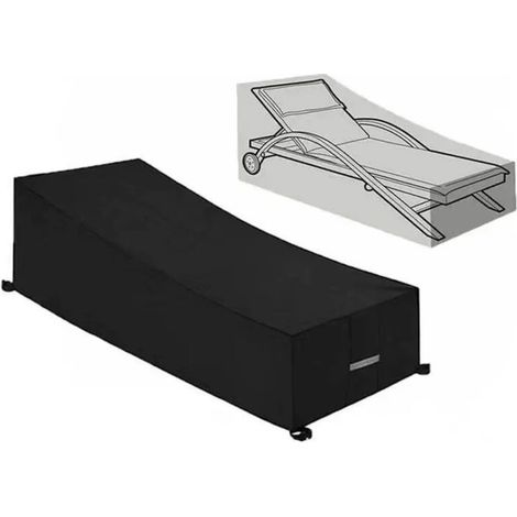 Lntyq Promotion Housse de Protection , Imperméable, Coupe Vent, Anti UV, Tissu Oxford 210D Housse de Protection Bain de Soleil, Transat 210x75x40/80cm – Noir (1/3)