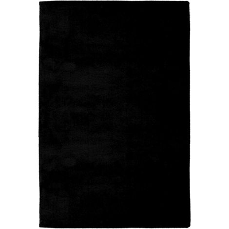 Tapis noir ultra doux style moderne tufté main - 110 x 60 cm (1/2)