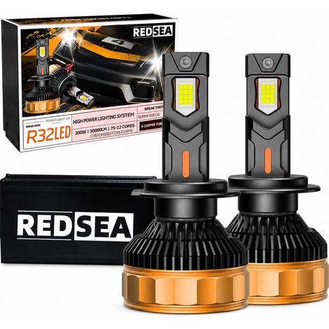 Ampoule LED de Phare Automobile 9005/HB3, 300 W, 30000 lm, Noir et Doré, REDSEA (1/5)