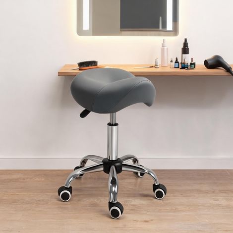 Tabouret grigio en finta pelle Gommapiuma Metallo 52 x 53 x 31 cm (1/5)