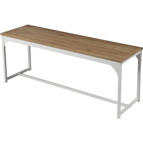 Holzbank mit weißem Metallgestell, Kollektion PUEBLO – Maße 120x46x35 cm