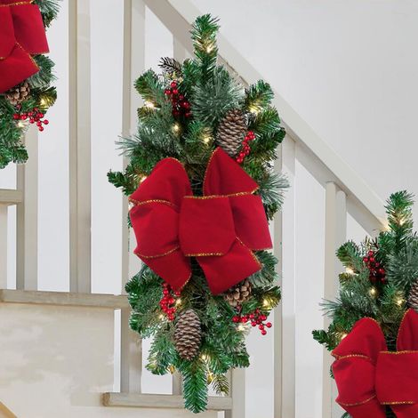 Guirlande Led - Couronne De Noël Sans Fil - Décoration D'Escalier Et De Porte - 50 Leds Blancs - Diamètre 45 Cm - 2 Piles AA Non Incluses (1/5)