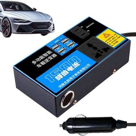 Adaptateur de voiture pour prise de courant, onduleur de voiture - Onduleur de véhicule multifonctionnel,Accessoires de véhicule chargeur de voiture multi-ports de voyage pour les activités de plein a (1/5)