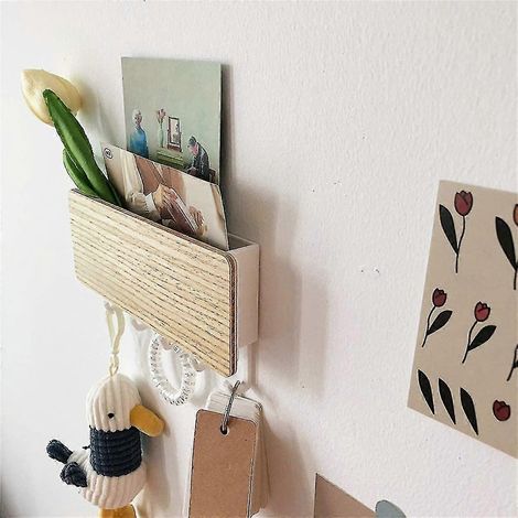 Porte-clés mural, organiseur de lettres et de clés, étagère murale avec 5 crochets, convient à la maison et au bureau. (1/4)