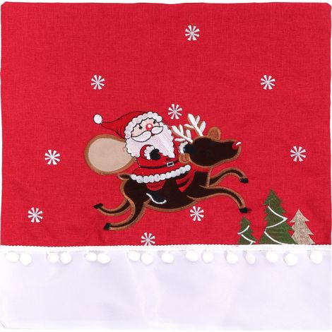 Housse de coussin imprimée brodée Noël, fermeture éclair cachée, décoration maison motif flocons de neige, Père Noël, élan, sans coussin intérieur (1/4)