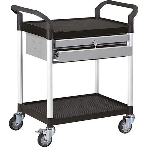 Servierwagen aus PP und Aluminium - 2 Platten - 2 Schubladen - 600 x 400 mm - S3T