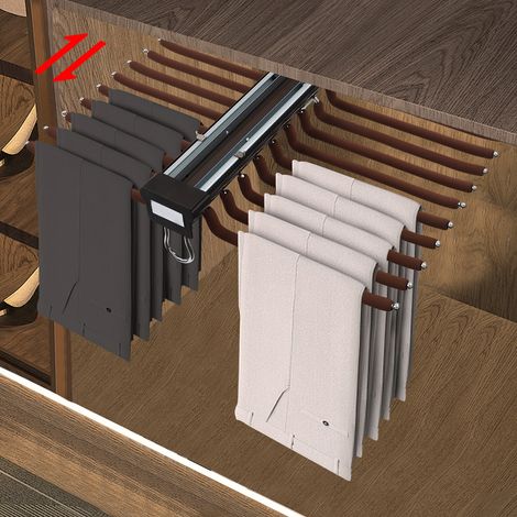 【Maison connectée】Porte-pantalons, porte-pantalons télescopique en acier, porte-pantalons multifonction à 22 bras, porte-pantalons peu encombrant, porte-pantalons avec glissières silencieuses (couleur (1/5)