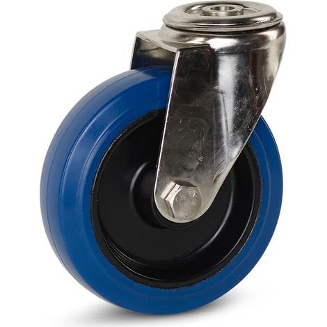 Roulette pivotante - MESO - Caoutchouc élastique inox - Trou central - 125mm - 120kg (1/2)