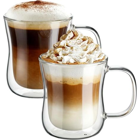 Lot 2 tasses café verre double paroi 350 ml (1/5)