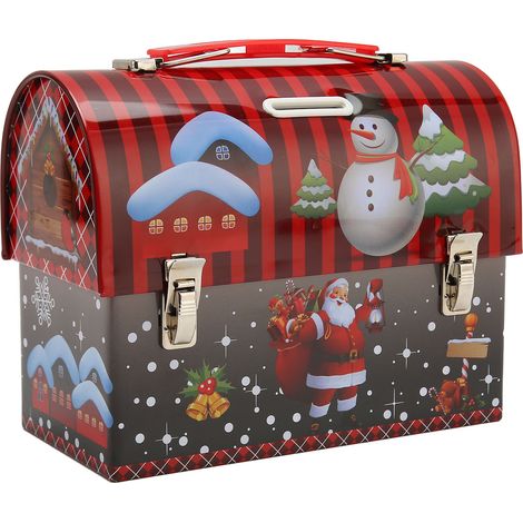 Tirelire de Noël en forme de cochon avec impression couleur haute définition, motifs exquis et poignée à boucle métallique - une boîte à bonbons. (1/5)