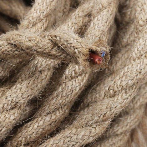 Fil électrique - - Corde de chanvre tressée - 2 Noyaux - 5 mètres - Beige (1/4)