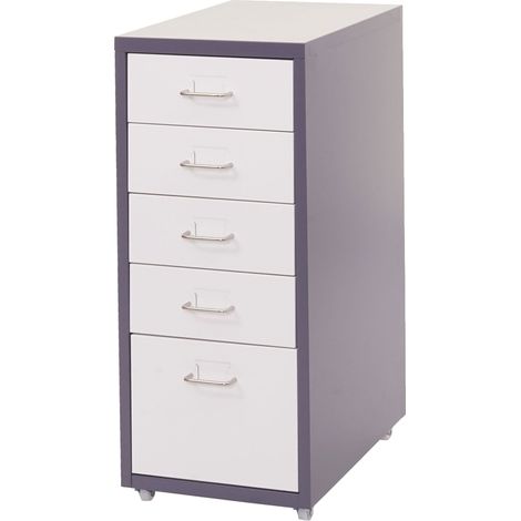 [NON UTILIZZATO] Cassettiera classificatore ufficio mobile Boston T851 con ruote 5 cassetti 69x28x41cm grigio scuro cassetti bianco
