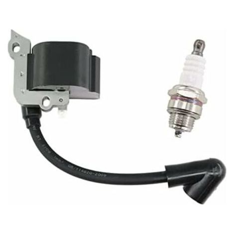 Bobine d'allumage avec bougie pour débroussailleuses Stihl FS38, FS46, FS45, FS55, FC55, FC55Z, FC55-DZ, HL45, HL45Z, HS45, HS45Z, KM55, KM55RZ, KM55C, KM55R, remplace le numéro 4140 400 1308. (1/4)
