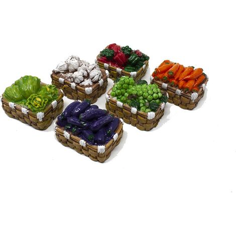 1 CESTO CON ORTAGGI IN RESINA 4X3X2,5CM ASSORTITO PER PRESEPE (1/5)
