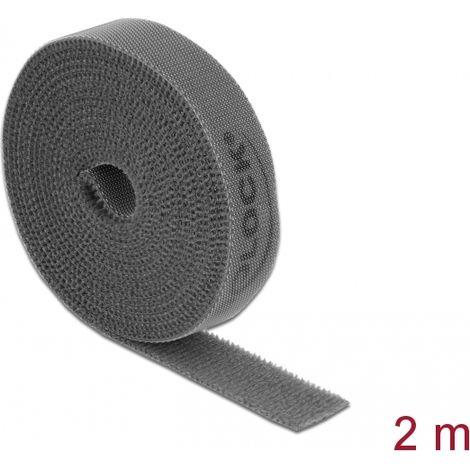 Delock Cinta de gancho y bucle en rollo LA 2 m x AN 15 mm gris