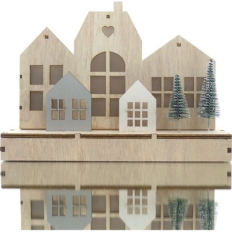 Riffelmacher LED Häuserszene Modern Natur klein 25 x 18 cm (1/4)