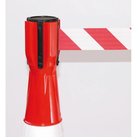 Enrouleur/Dérouleur De Sangle pour Cône De Signalisation De Chantier (5 mètres Rouge/Blanc) (1/5)