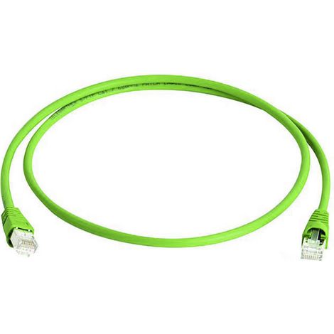 Telegärtner 100009118 RJ45 Netzwerkkabel, Patchkabel CAT 6a S/FTP 15.00 m Grün Flammwidrig, mit Rast