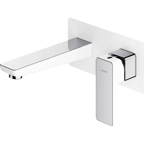 OMNIRES Parma - Grifo de lavabo empotrado, instalación de 2 orificios, con cuerpo, blanco/cromado PM7415CRB