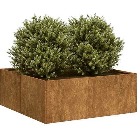 Jardinière-Pot de fleur rouillé 80x80x30 cm acier inoxydable (1/5)