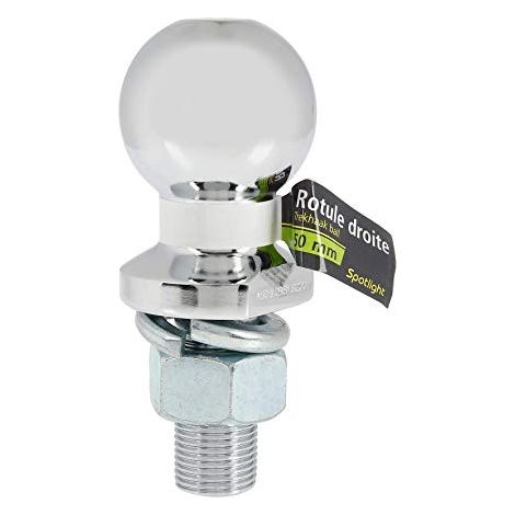 Boule d'attelage remorque - SPOTLIGHT - Rotule droite 50mm - Charge max 2 Tonnes - Écrou 22mm