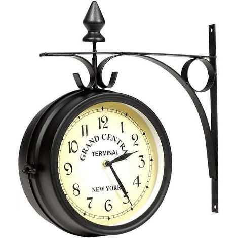 Horloge murale en fer forgé, horloge de jardin, horloge de gare, horloge double face artisanale, Grand Central Terminal, New York (1/4)