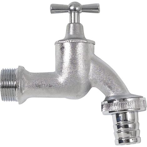 Garantia Auslaufhahn Metall Chrom Größe 3/4", Wasserhahn inkl. Teflonband (1/4)