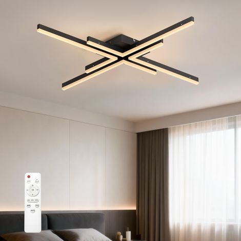 doporro Plafoniera LED da Soffitto Dimmerabile Nera 48W 3064 lm, CCT 3000–6400K con Telecomando, Lampada da Interni per Cucina Bagno Corridoio