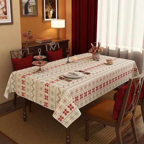 Nappe De Table - Blanc - Tissu - 60 x 120 cm - Pour Décoration De Fêtes De Fin D Année Et Pique-Niques En Extérieur - 1 Pièce (1/5)