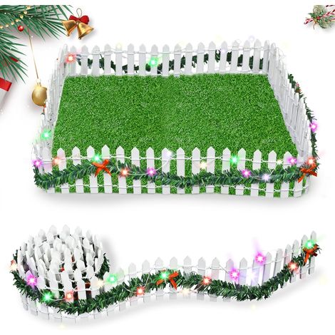 Accessoires de Lutin Miniature - Clôture en Bois pour Décoration de Noël - Éclairage - Jardin - Maison de Poupée - Mini Clôture avec Lumières (100 cm x 5 cm) (1/5)