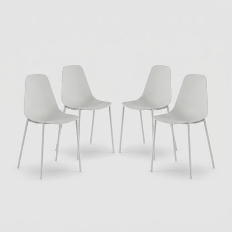 Set 4 sedie design cucina e sala in polipropilene Mira - Bianco
