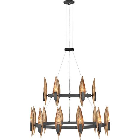 Elstead Hinkley Willow Plafoniera a sospensione cilindrica Carbon Black con Deluxe Gold (1/4)