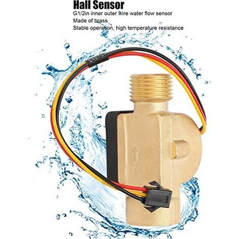 Capteur De DéBit D'Eau G1/2 Pouces, Interrupteur à Filetage MâLe Femelle, Transducteur à Effet Hall, Compteur D'Impulsions Dc3-24v (1/4)