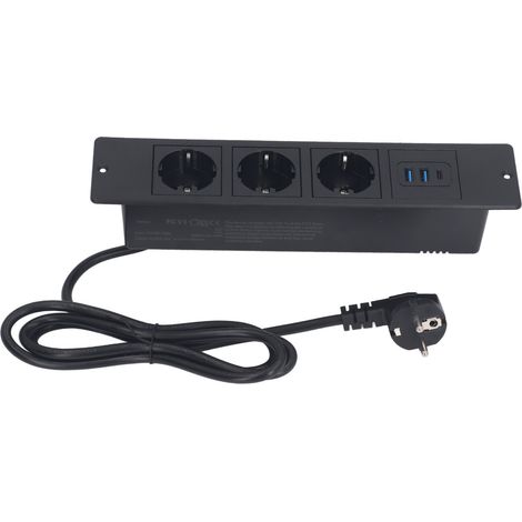 Multiprise encastrée 3xprises 2xUSB A 1xUSB C PD20W Ports prise de table avec cordon 1.5M Standard