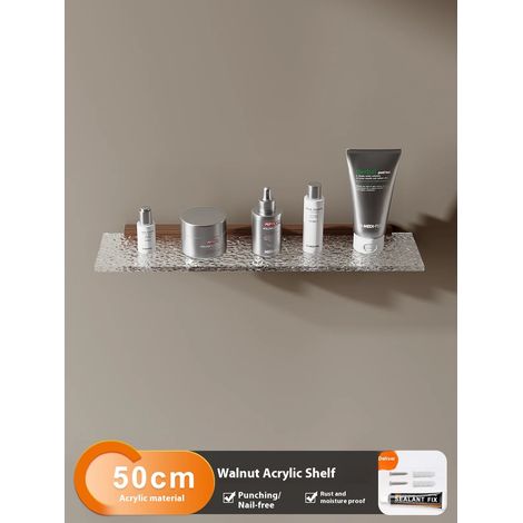 (A4) Étagère de salle de bain en noyer, vasque en acrylique, support mural pour WC, rangement pour produits cosmétiques, plateau simple (1/5)