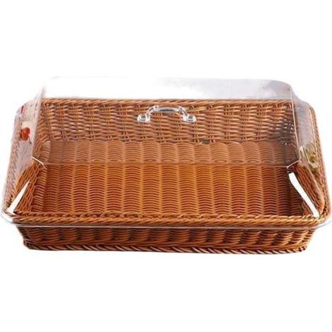 pour la Nourriture, Panier de Service Alimentaire de Table, Panier de Pique-Nique Tissé, Corbeille à Pain pour Servir Marron (1/4)