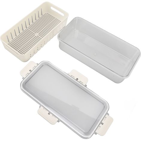 Boîtes de conservation pour aliments frais au réfrigérateur, en PET, multifonctions avec égouttoir, bac à légumes hermétique pour la cuisine, la salle à manger et les pique-niques. (1/5)