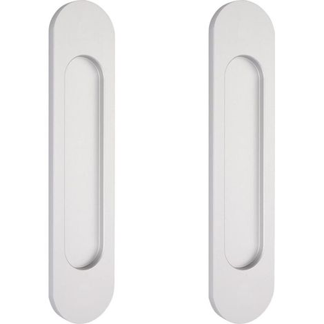 2 poignées de porte coulissantes ovales argentées de 15 cm autocollantes, poignées de porte affleurantes en aluminium, pour portes de grange coulissantes, fenêtres et placards sans perçage (1/4)