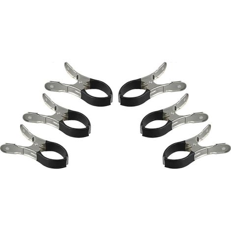 Clips fixation couverture piscine acier inoxydable résistants vent, manchons protection pour piscines hors sol bords rigides, 6 pièces noires (1/5)