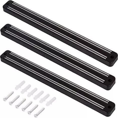Support Magnetique Pour Couteaux - Barre Magnetique Acier Inoxydable 33 cm - Usage Cuisine Atelier - Lot de 3 (1/5)
