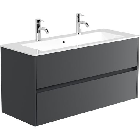 Doppelbadmöbel Taifun und Waschtisch 120 cm 2 Greifraum SoftClose Grafit