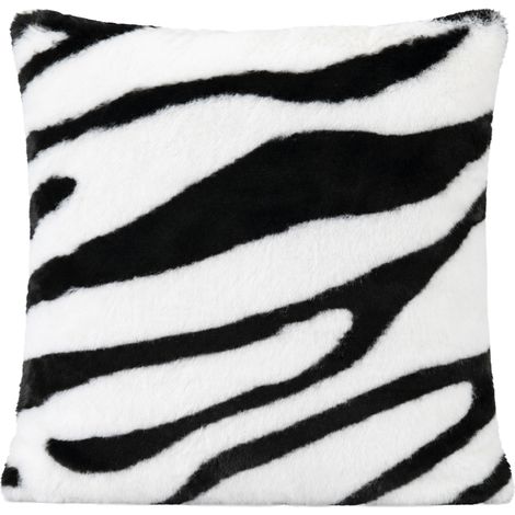 Coussin garni à motif zèbre avec dos en velours Noir 45x45 cm (1/2)