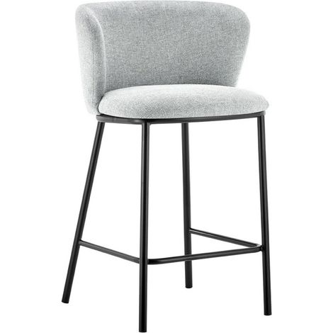 Sgabello da bancone 'Arthus' in tessuto grigio chiaro, dimensioni: H88.5 x L53 x P50.5 cm