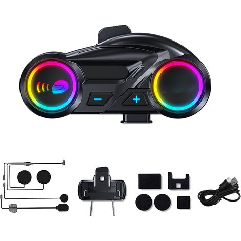 Écouteurs pour casque moto Y13 Pro 2025 (nouveauté) : son 6.0, talkie-walkie 2 personnes, partage de musique, radio FM, étanches, réduction de bruit, éclairage RGB, 1 unité.