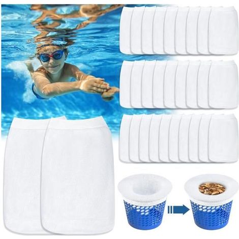 30 Pièce Chaussette Skimmer Piscine,Chaussettes Skimmer Reutilisable Panier Skimmer,Maille Ultra Fine,Nylon Élastiqu Pool Skimmer (1/5)