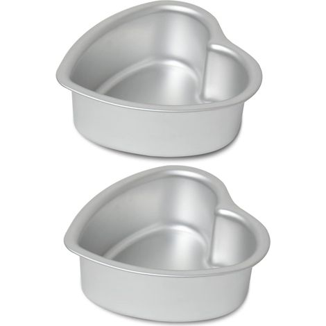kefyixc - Herzförmige Aluminium-Kuchenform, 15 cm herzförmige Form, für Hochzeiten, Partys, Familienfeiern und andere Anlässe (15 x 5 cm, 2er-Set) (1/5)